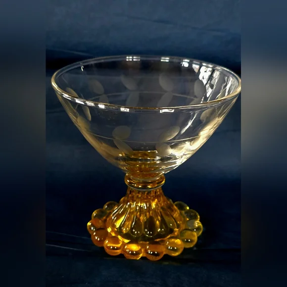 Anchor Hocking Vintage Cadmium Yellow Bubble Parfait Glasses Set Of 4 - Picture 5 of 6